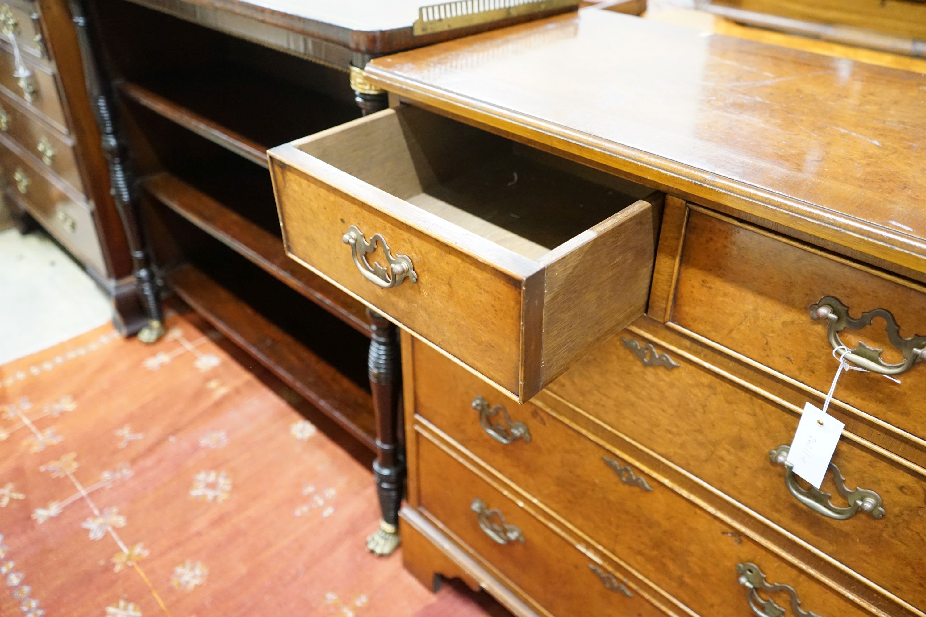 A reproduction 18th century style banded walnut chest, width 75cm, depth 40cm, height 82cm